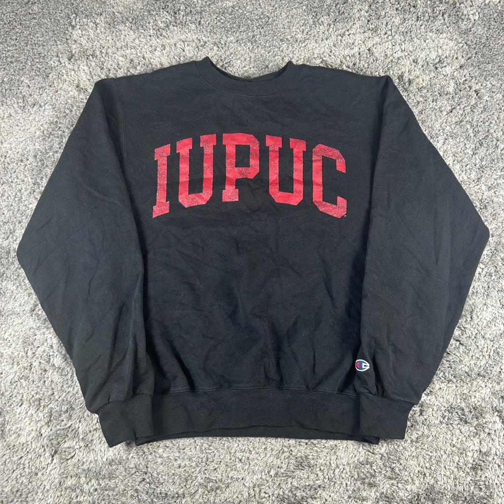 Champion IUPUC Sweatshirt Mens S Black Eco Fleece Crewneck‎ Pullover Collegiate